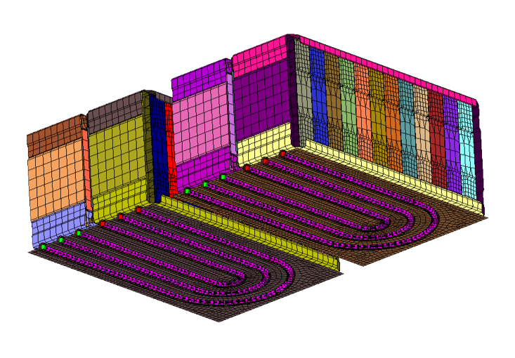 cad geometry of battery pack with u-shaped cooling plate