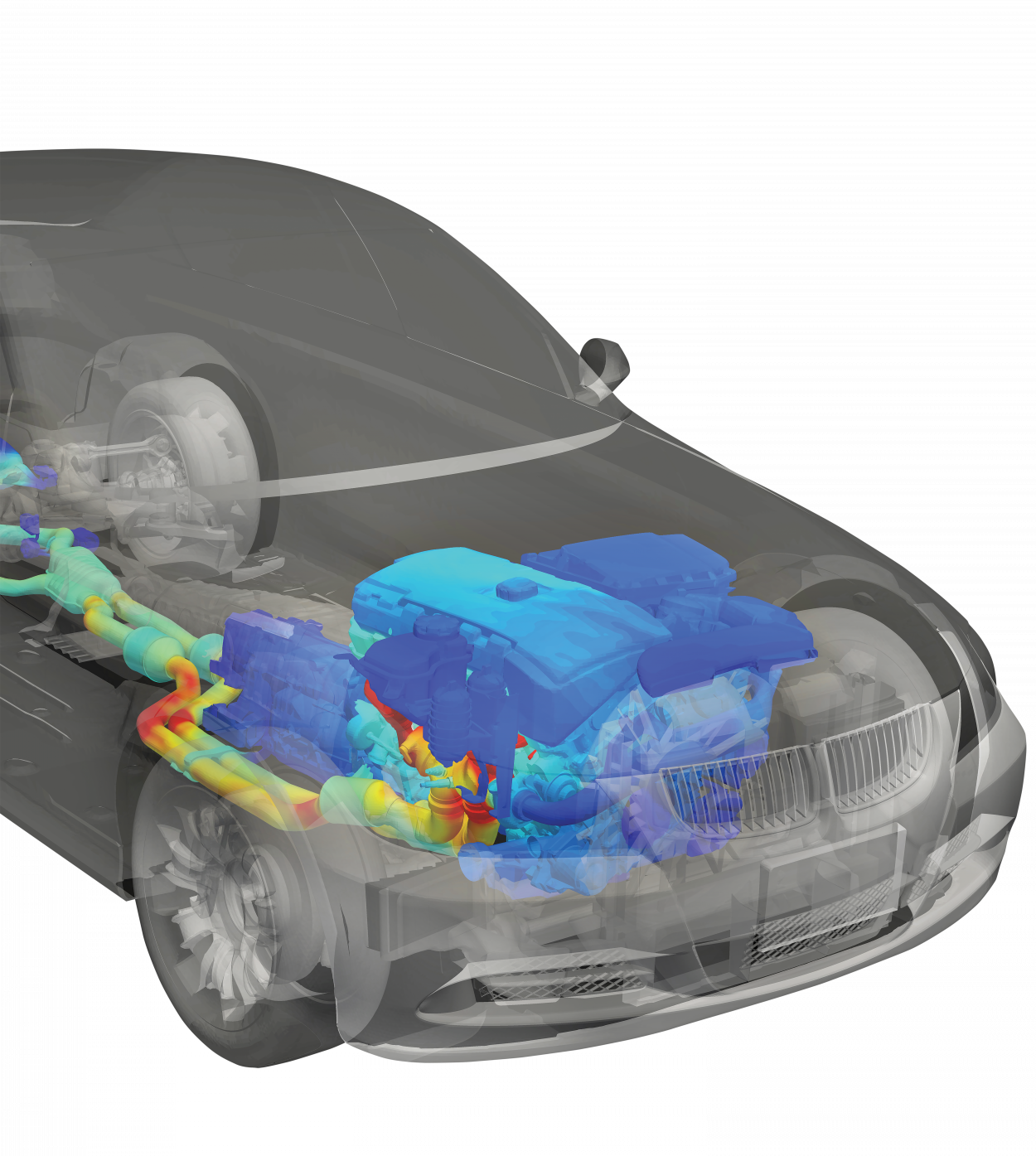 thermal rendering of bmw engine underhood underbody