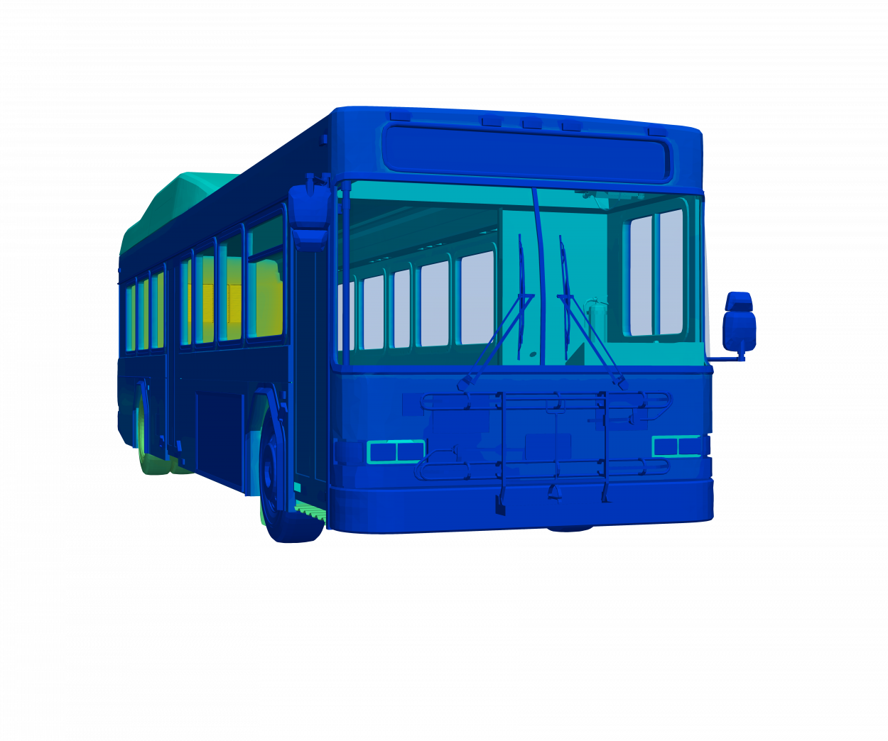 thermal simulation model city bus cool cabin from front