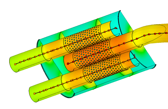 thermal results of muffler with pipes