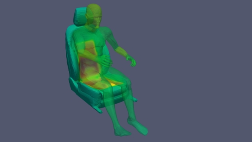 thermal imaging of human sitting in car seat