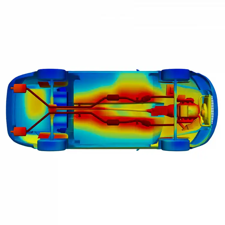 Ground surface thermal map showing heat gradient around a vertical structure.