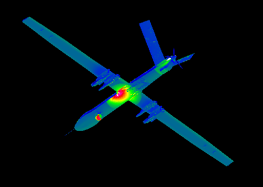 application-sample Drone thermal map highlighting concentrated heat near fuselage and wing root.