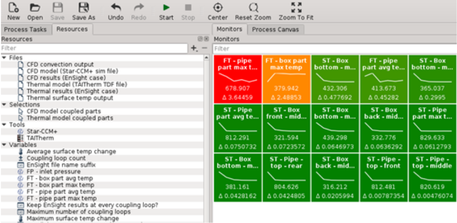 screenshot of a program screen with readouts